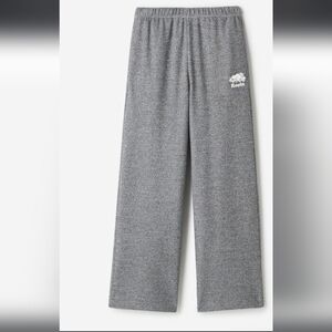 Roots Sweat Pants wide leg Crop Athletic Grey cotton Fleece Size Unisex L Fit XL